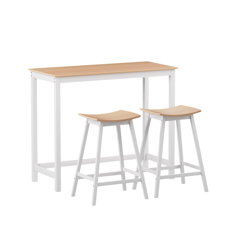 Artiss Bar Table and Stools Set | Dining Desk | Solid Wood | Kitchen Chairs | Cafe Pub