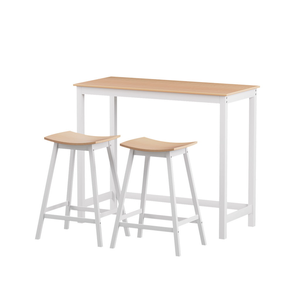 Artiss Bar Table and Stools Set | Dining Desk | Solid Wood | Kitchen Chairs | Cafe Pub