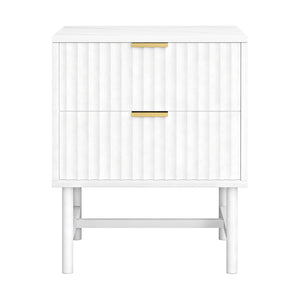 Bedside Table | 2 Drawers | White Finish