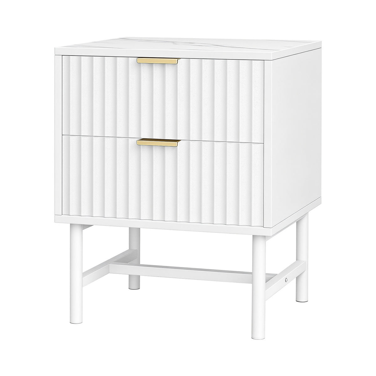 Bedside Table | 2 Drawers | White Finish