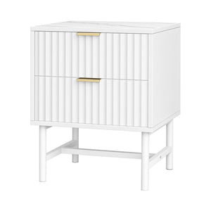 Bedside Table | 2 Drawers | White Finish