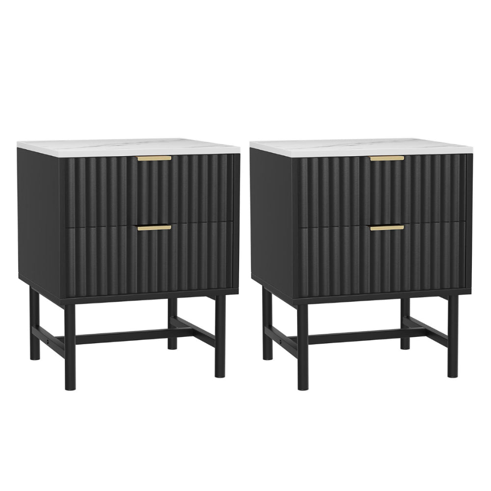 Artiss Bedside Tables | 2X | 2 Drawers | Black