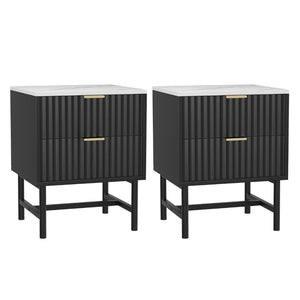 Artiss Bedside Tables | 2X | 2 Drawers | Black