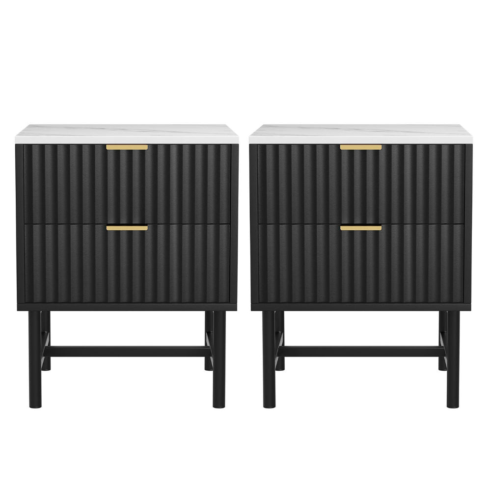 Artiss Bedside Tables | 2X | 2 Drawers | Black