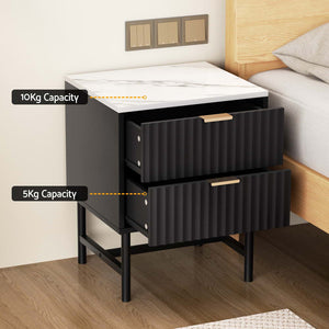 Artiss Bedside Tables | 2X | 2 Drawers | Black