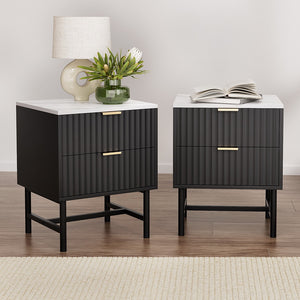 Artiss Bedside Tables | 2X | 2 Drawers | Black