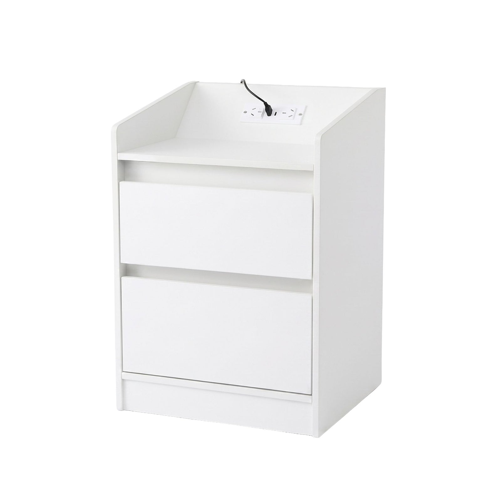LED Nightstand | Charging Station & 2 Drawers | White