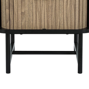 Bedside Table | Side End Table | Sliding Doors | Storage Nightstand | Black | BORIS