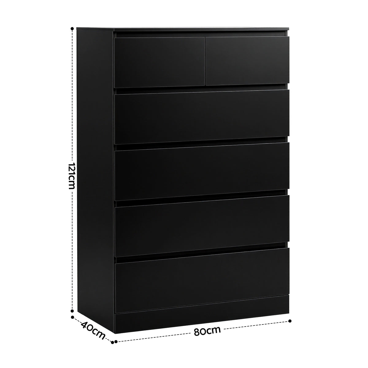 Tallboy Chest of Drawers | 6 Drawer Storage Cabinet | Black