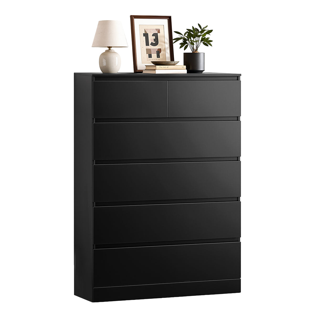 Tallboy Chest of Drawers | 6 Drawer Storage Cabinet | Black