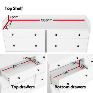 Artiss 6 Chest of Drawers - PETE White