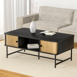 Coffee Table | Sliding Drawer Door | Black | Boris