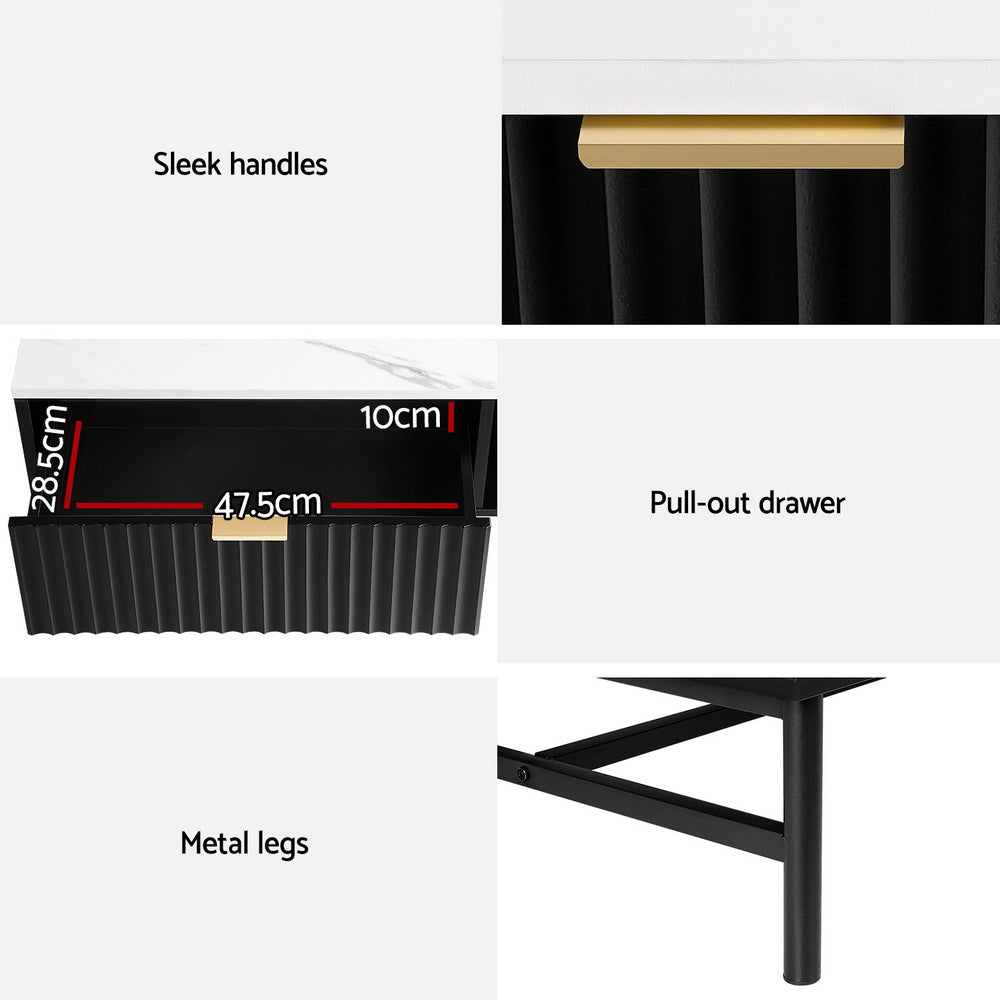 Artiss Coffee Table | Drawer Storage Shelf | Black