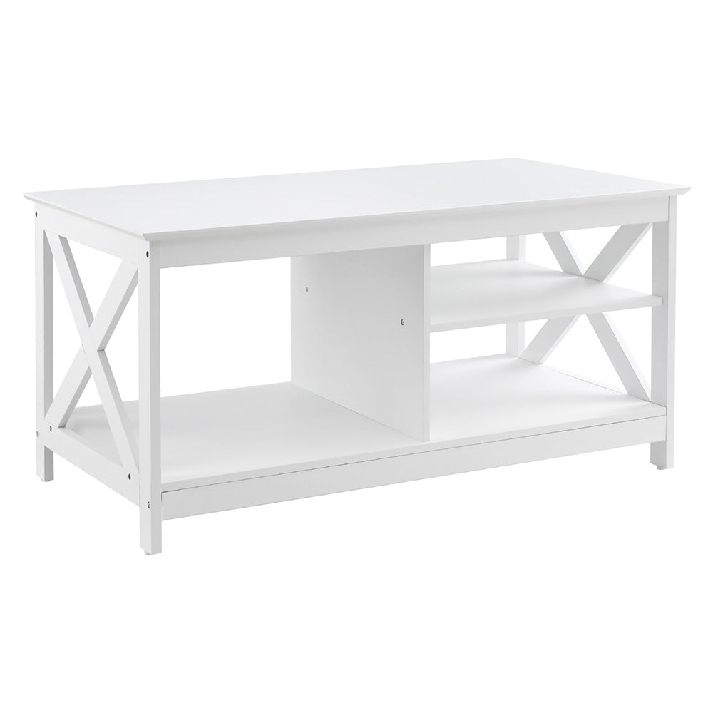 Artiss Coffee Table | Storage Shelf | Modern Design | White