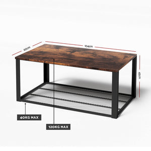 Coffee Table | 2 Tier | Rustic Brown | 104cm