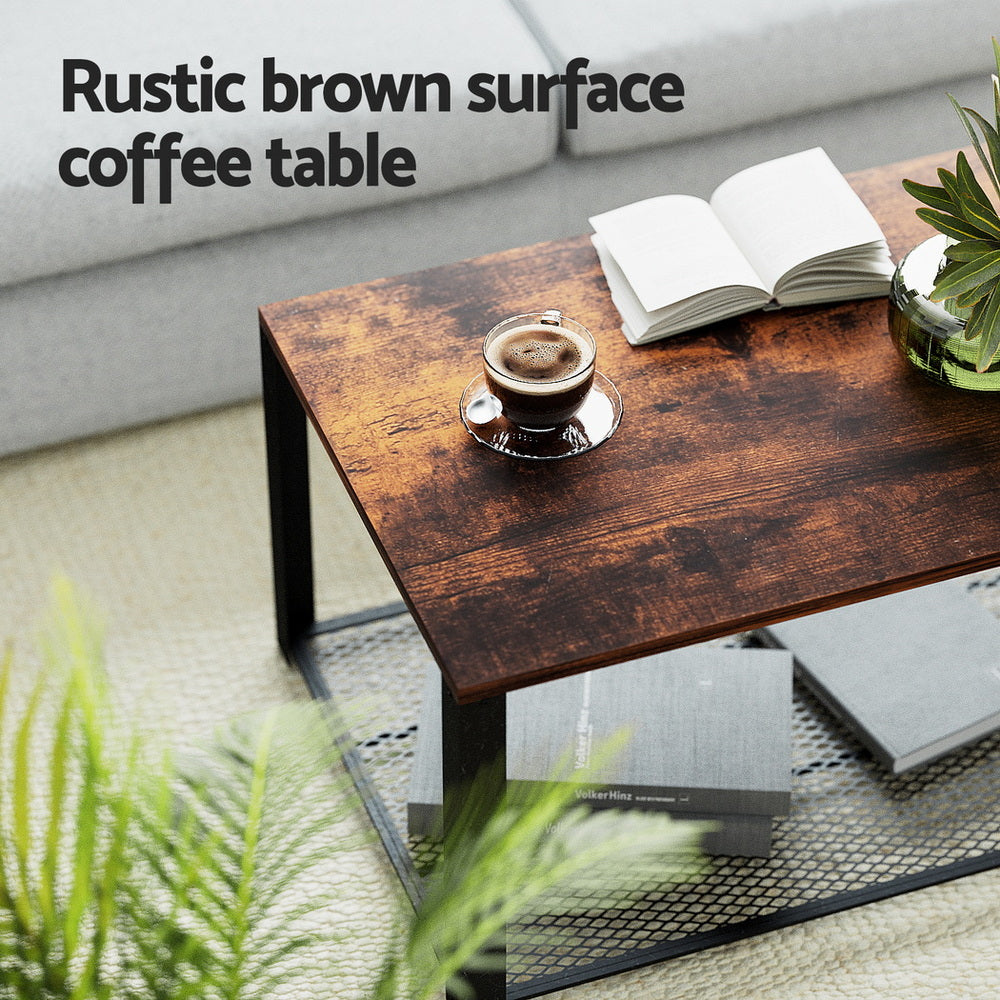 Coffee Table | 2 Tier | Rustic Brown | 104cm