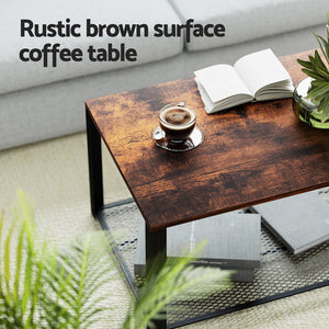 Coffee Table | 2 Tier | Rustic Brown | 104cm