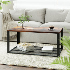 Coffee Table | 2 Tier | Rustic Brown | 104cm
