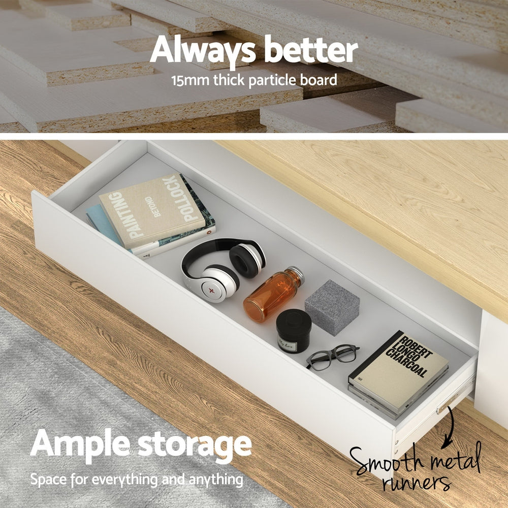 TV Cabinet | Entertainment Unit | Stand | 180CM | White Wood