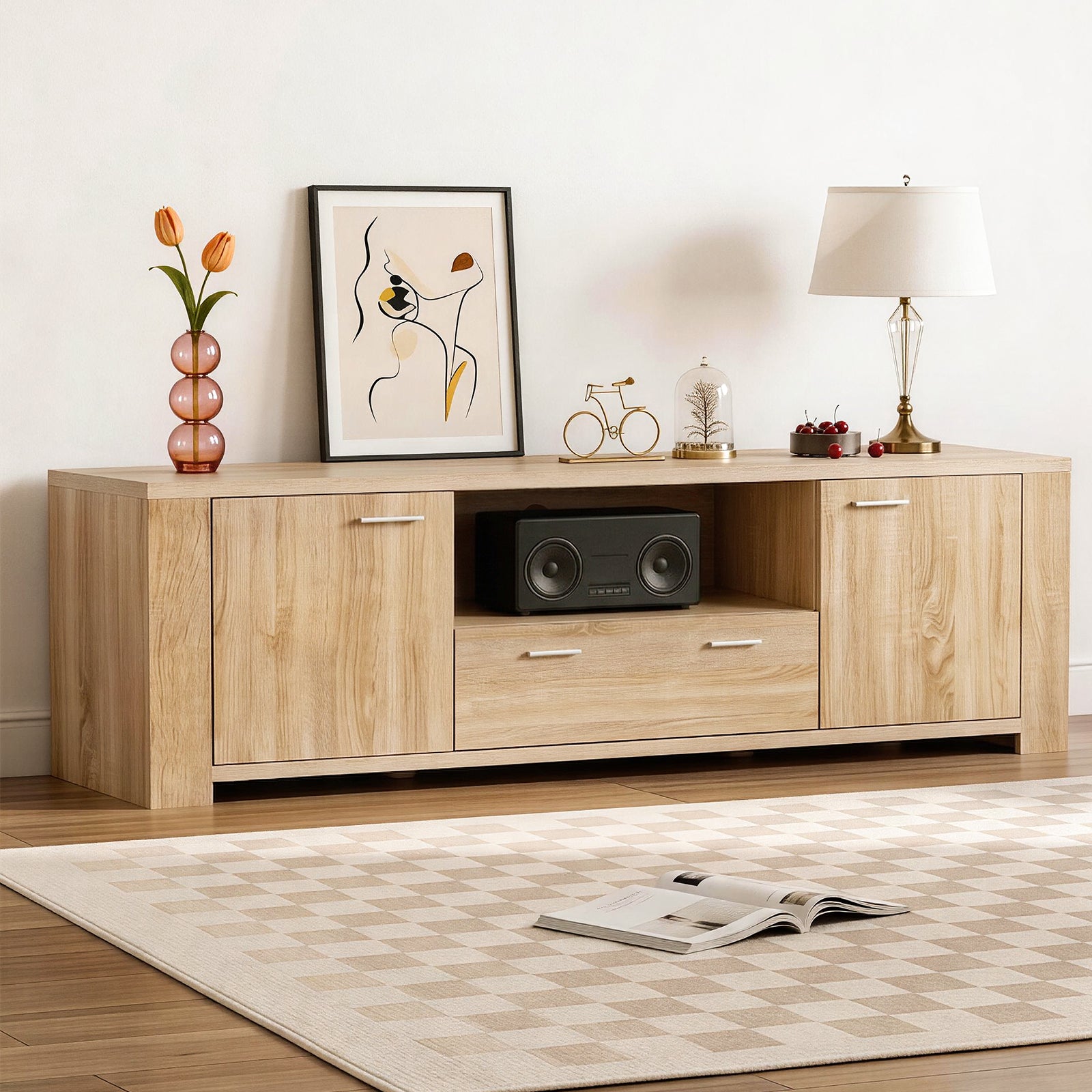 TV Entertainment Unit | 180cm | Storage Drawers | Pine