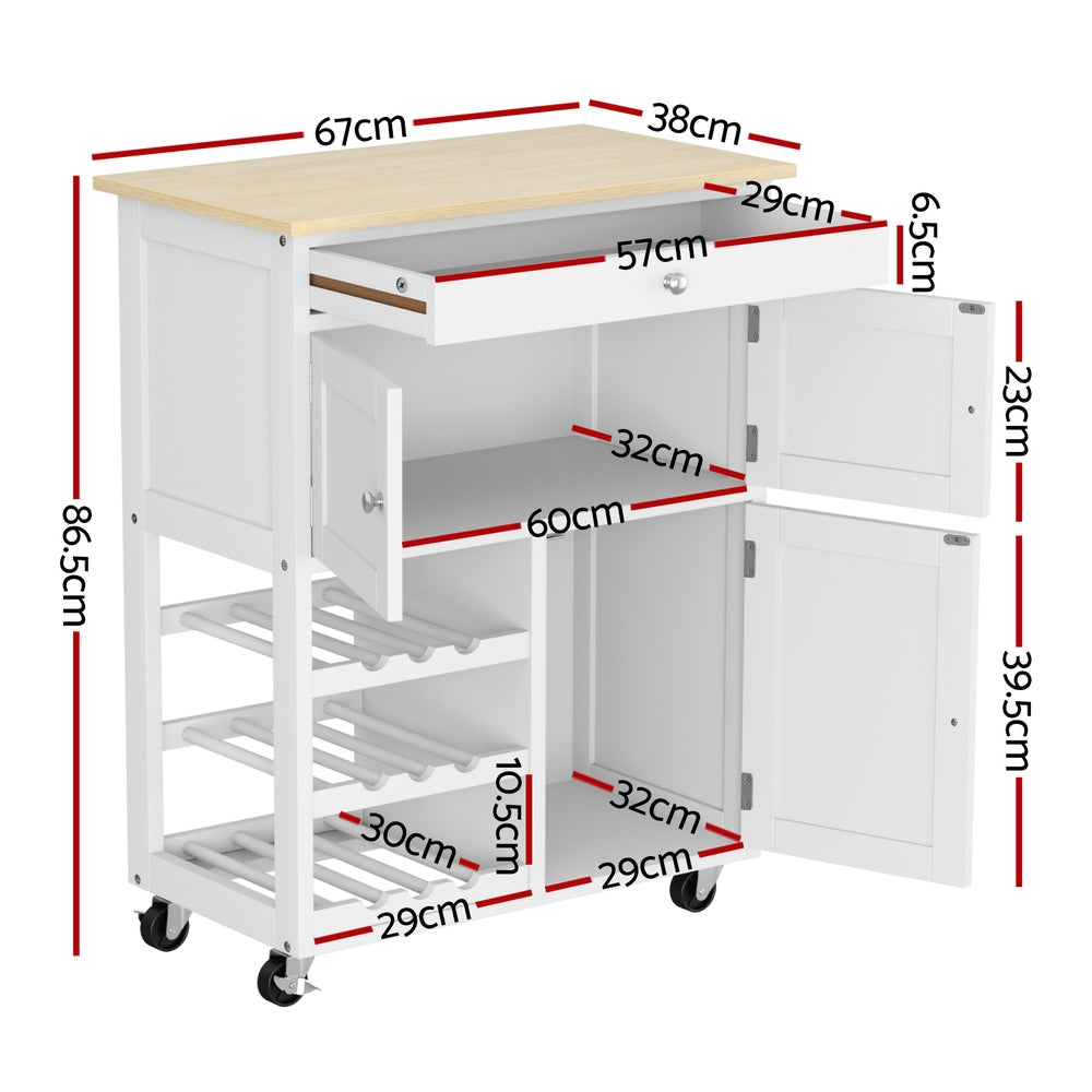 Kitchen Island Trolley | Rolling Serving Cart | Storage Drawer Cupboard | Kitchen Furniture