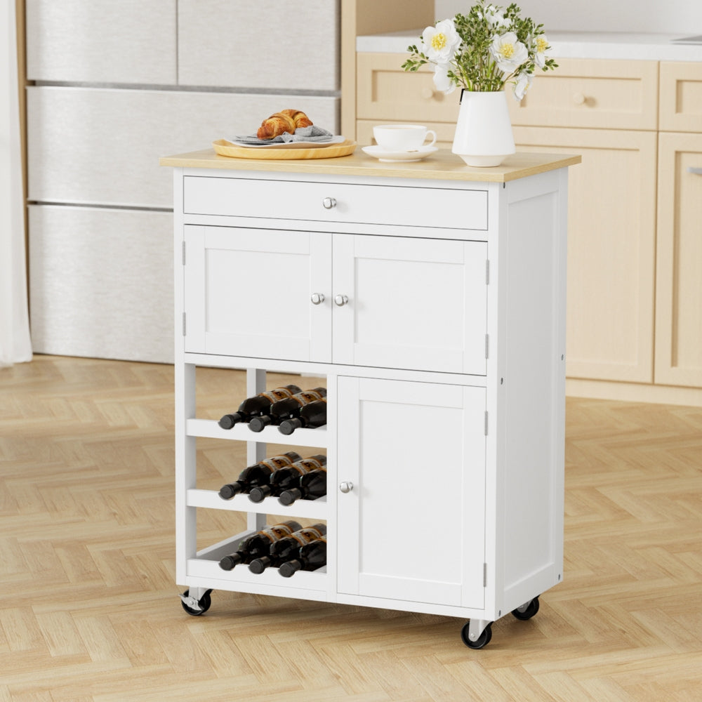 Kitchen Island Trolley | Rolling Serving Cart | Storage Drawer Cupboard | Kitchen Furniture
