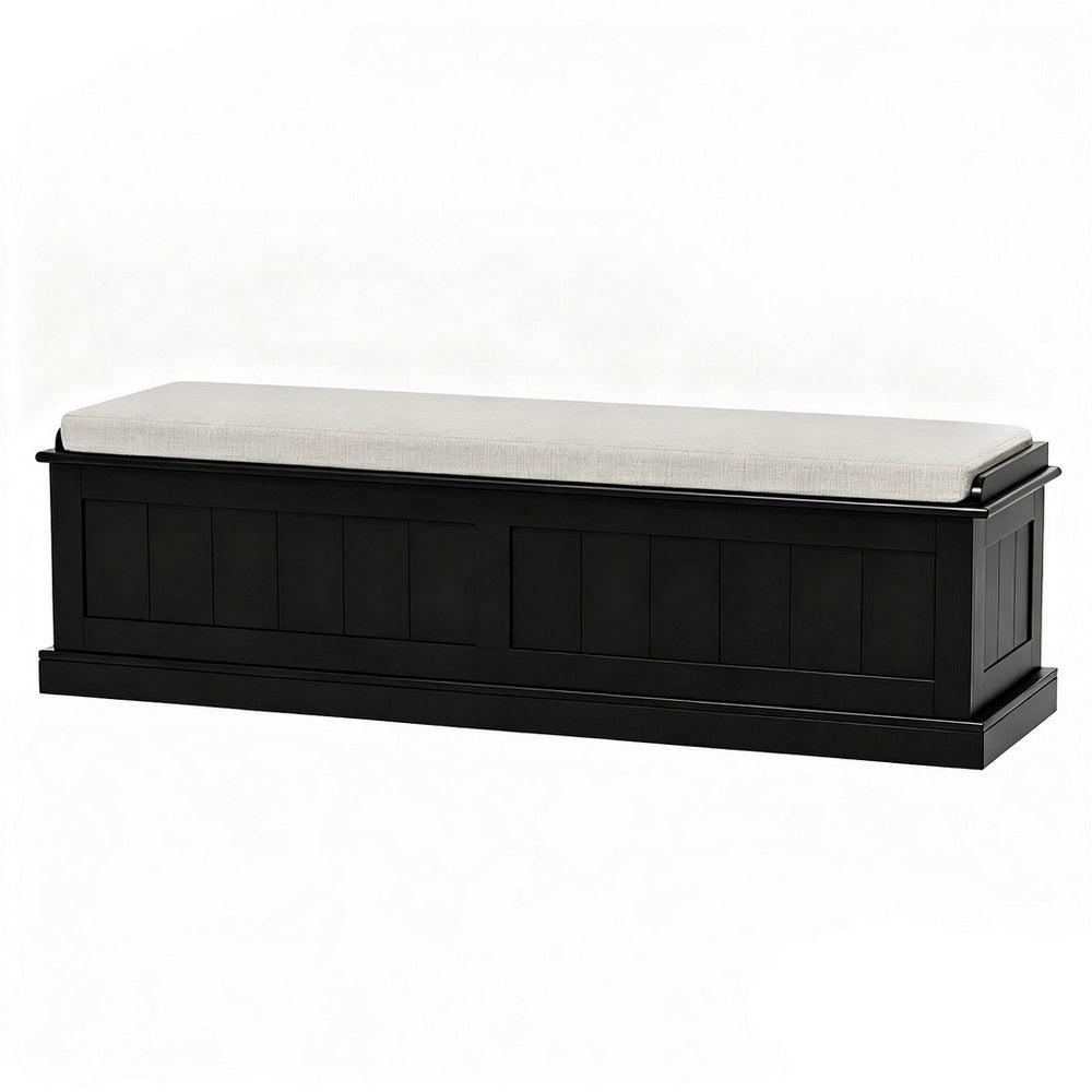 Storage Ottoman Blanket Box | 140cm | Fluted Design | Black