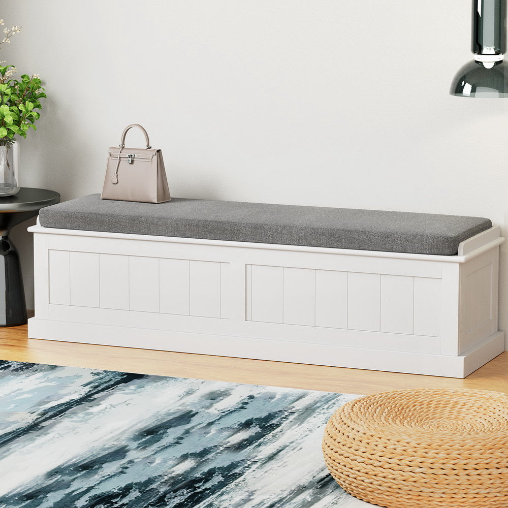 Artiss Storage Ottoman Blanket Box | 140cm | Fluted | Grey