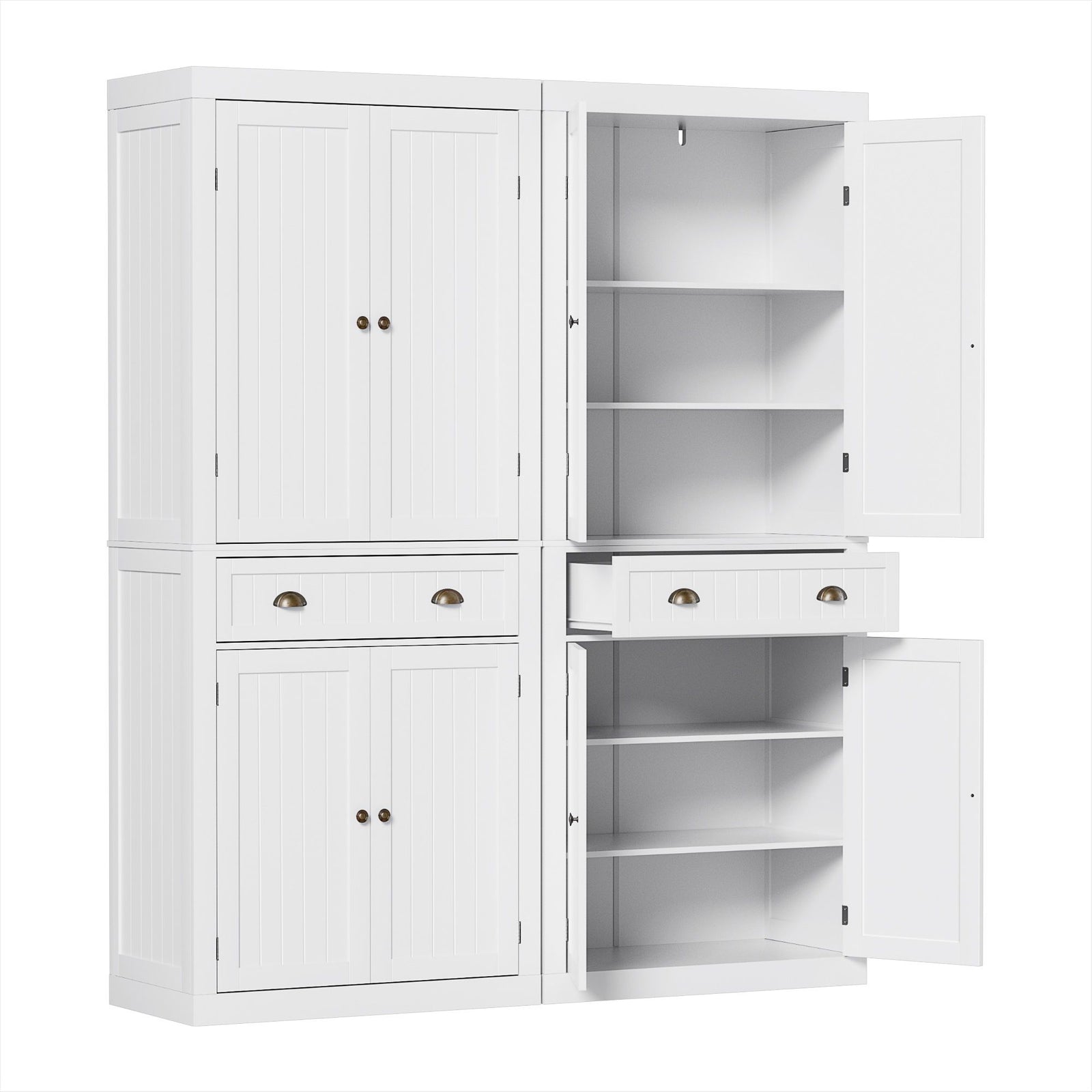 Buffet Sideboard Cabinets | 2 Pack | 6-Tier Pantry Storage | White