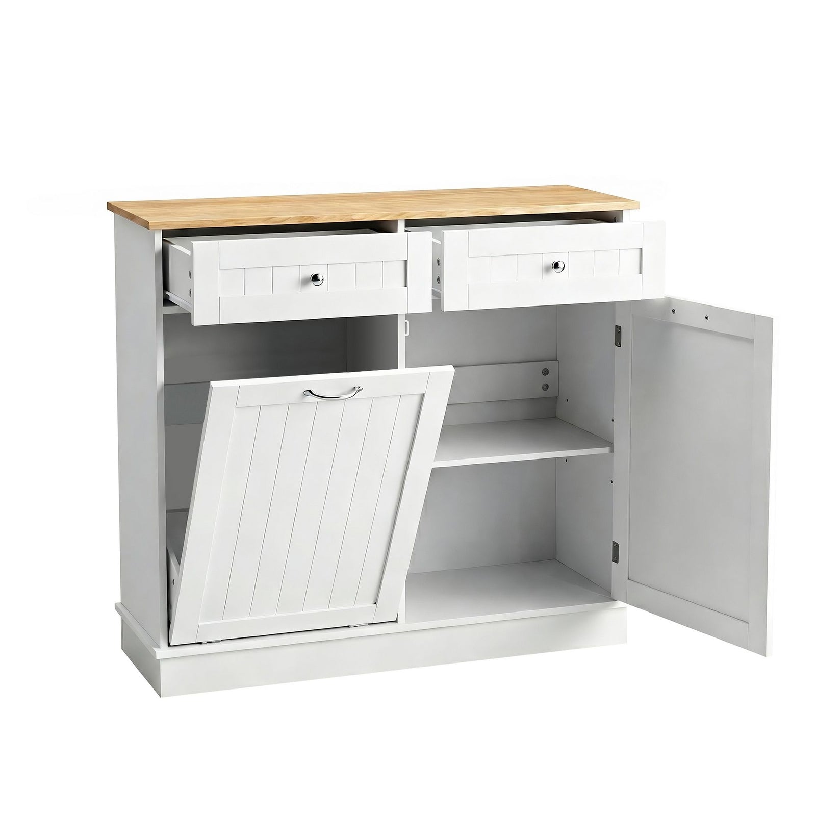 Buffet Sideboard Cabinet | Kitchen Storage Cupboard with Tilt-Out Bin Holder