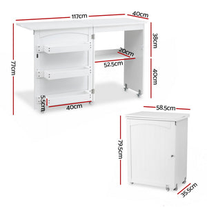 Folding Sewing Table | Rolling Workstation | Craft Desk for Sewing Machine
