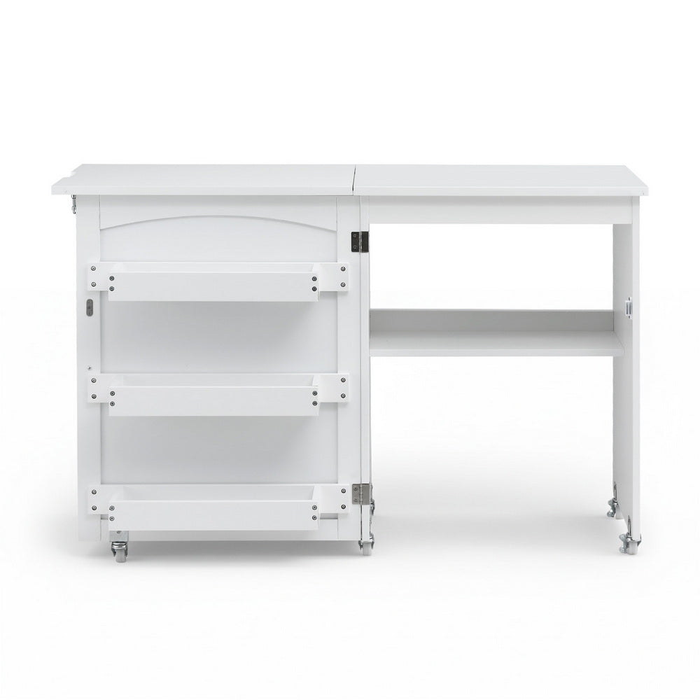 Folding Sewing Table | Rolling Workstation | Craft Desk for Sewing Machine