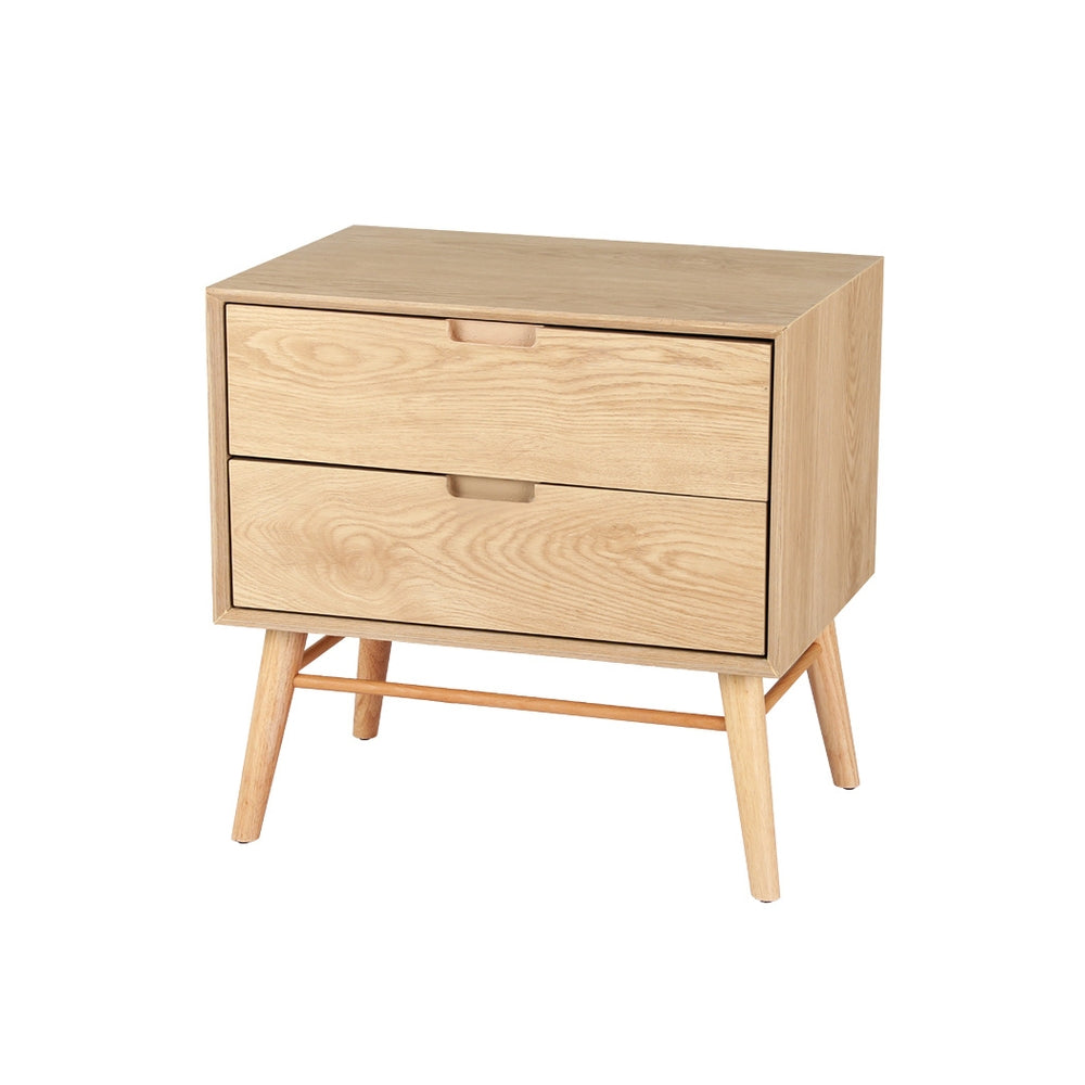 Bedside Table Drawers | Side End Table | Storage Cabinet | Nightstand | Oak | GINO