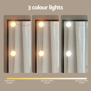 Vanity Desk + Stool | 10 LED Bulbs | Black Finish
