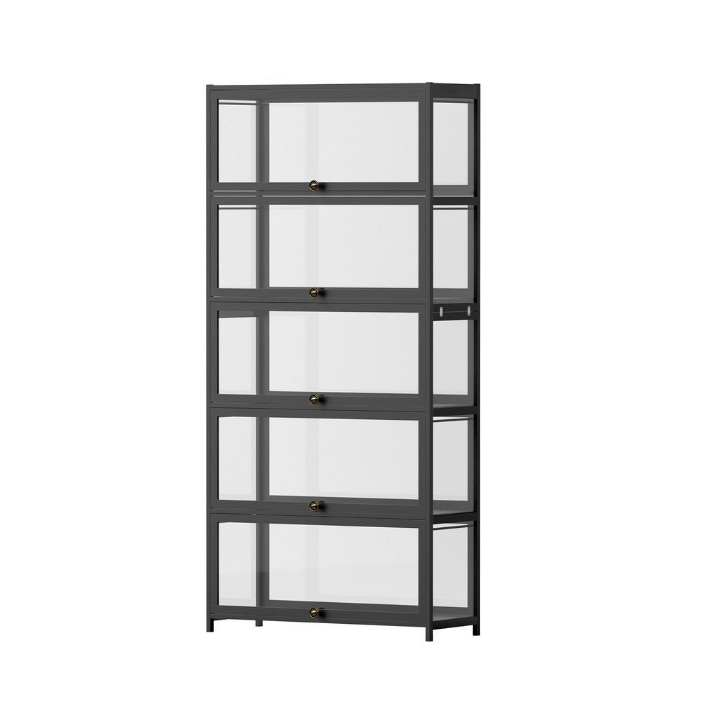 Display Cabinet | 5 Tier | Clear Shelves | Black