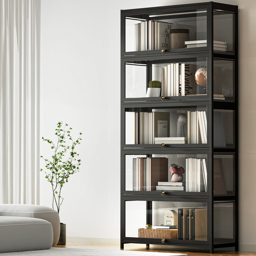 Display Cabinet | 5 Tier | Clear Shelves | Black