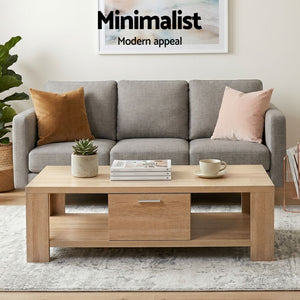 Artiss TV Unit & Coffee Table Set Storage Drawer Pine