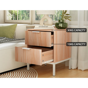 Artiss Bedside Table | Drawers | Side End Table | Storage Cabinet | Nightstand | Pine | LURA