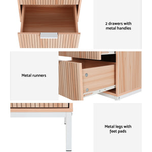 Artiss Bedside Table | Drawers | Side End Table | Storage Cabinet | Nightstand | Pine | LURA