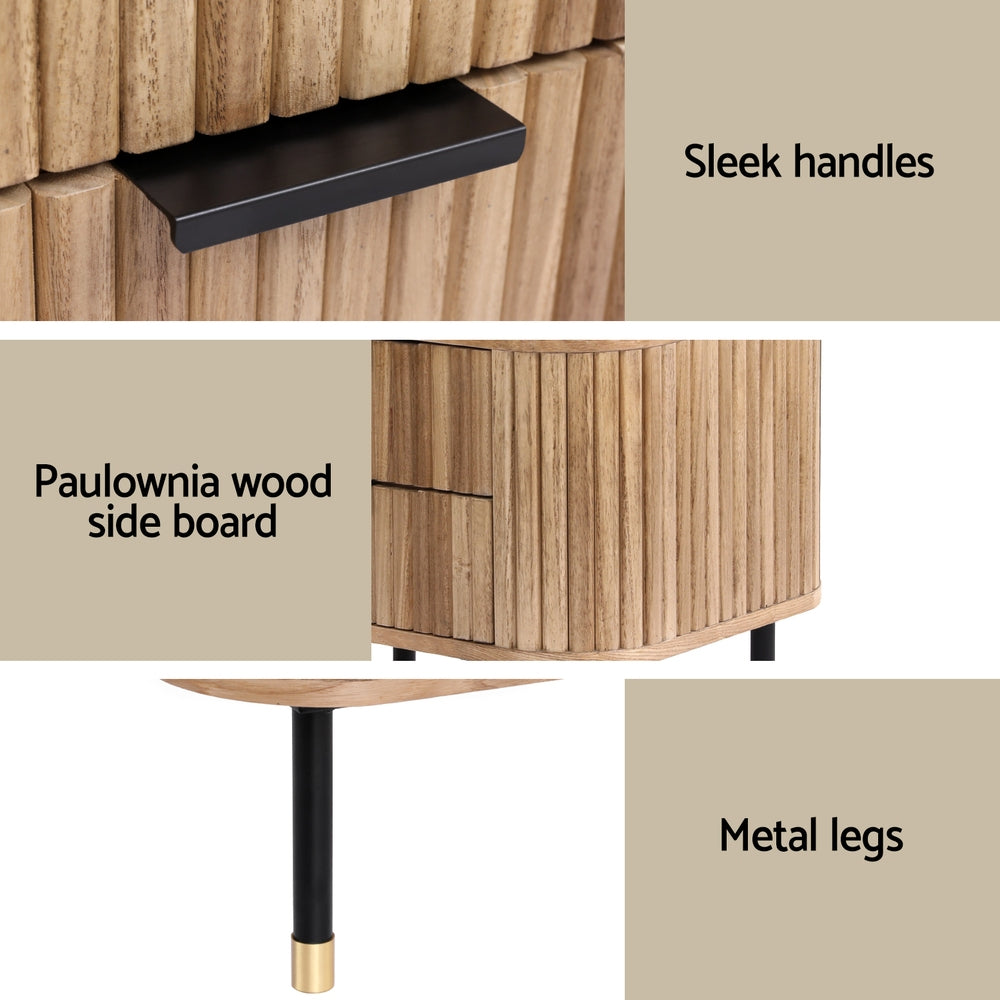 Bedside Table | 2 Drawers | Paulownia Wood | Pine