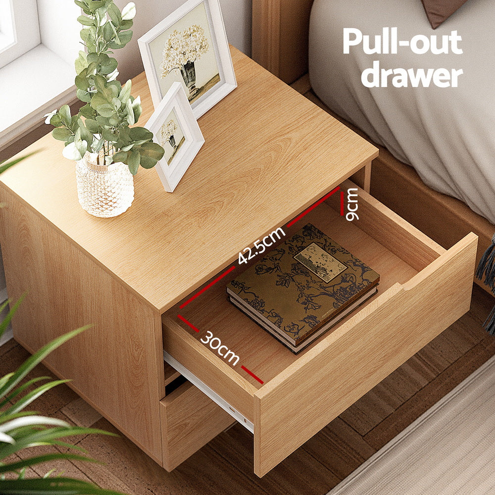 Bedside Table | 2 Drawer Nightstand | Pine Finish