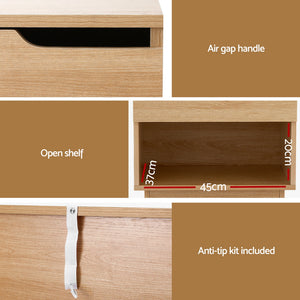 Bedside Table | 1 Drawer + 1 Shelf | Nightstand | Pine