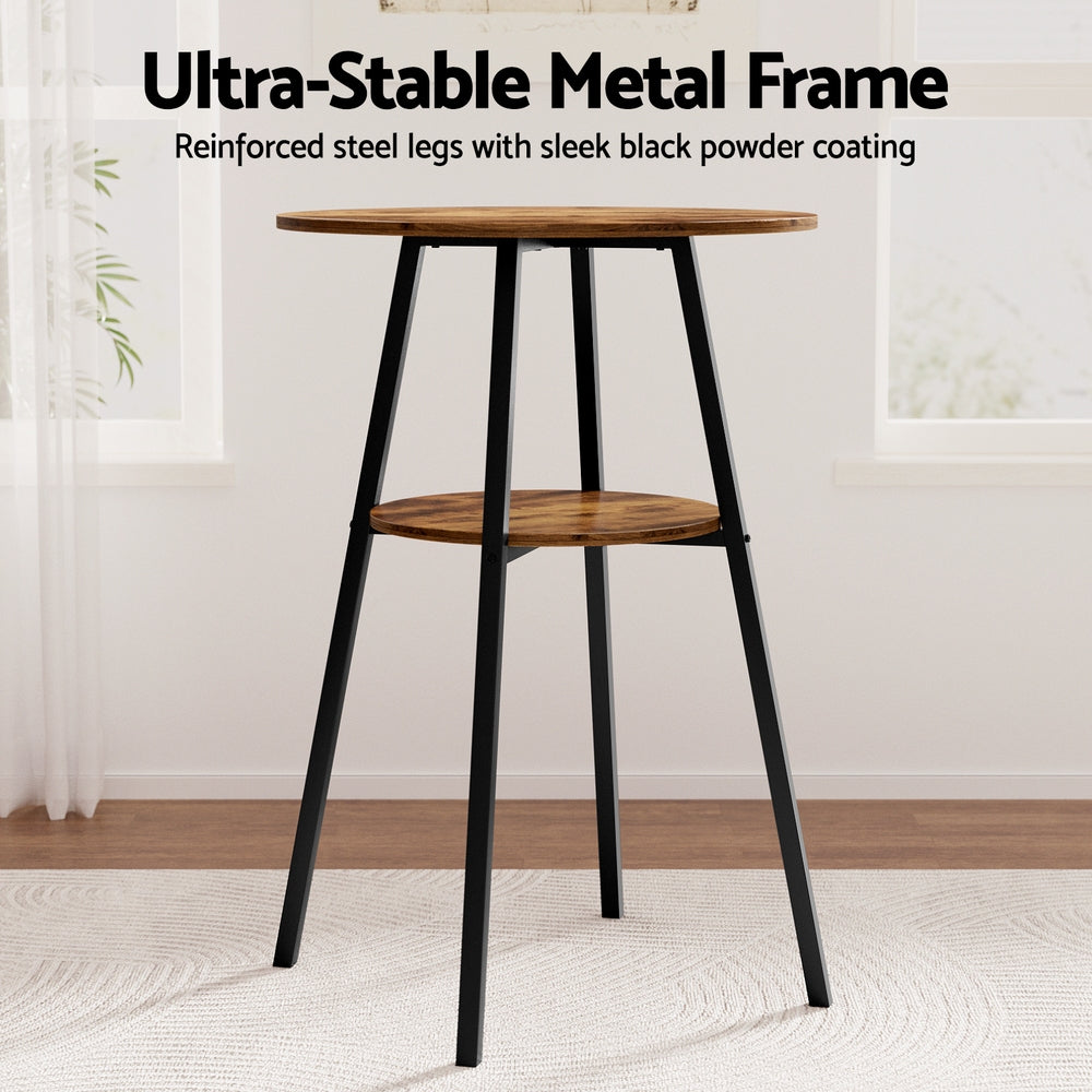 Artiss Bar Table | Industrial | 2-Tier Organizer | MDF Top | Steel Frame