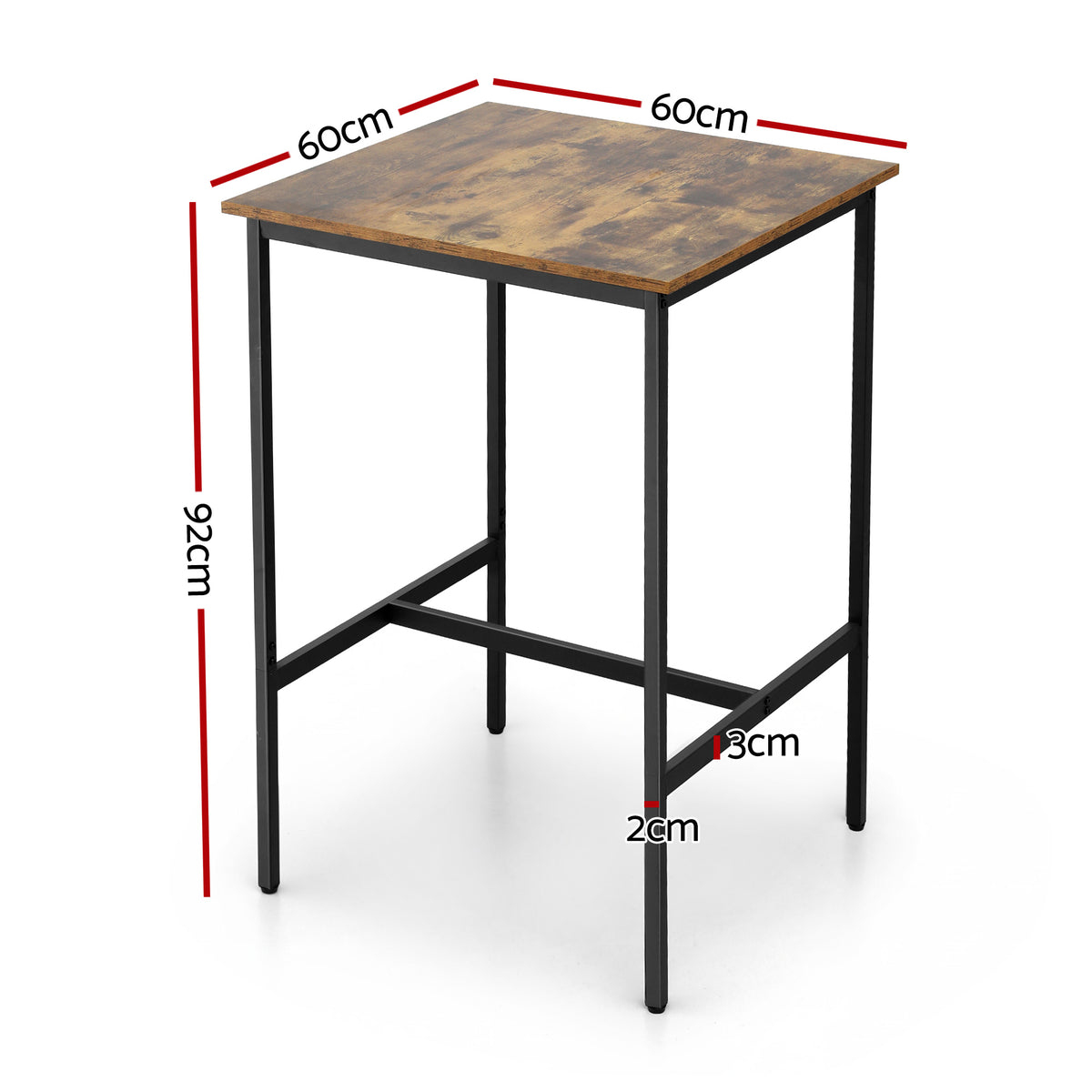 Bar Table | Counter Height | 60x92cm | Vintage Metal | Walnut Top