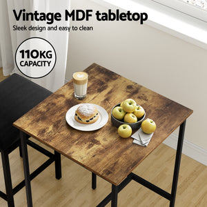 Bar Table | Counter Height | 60x92cm | Vintage Metal | Walnut Top