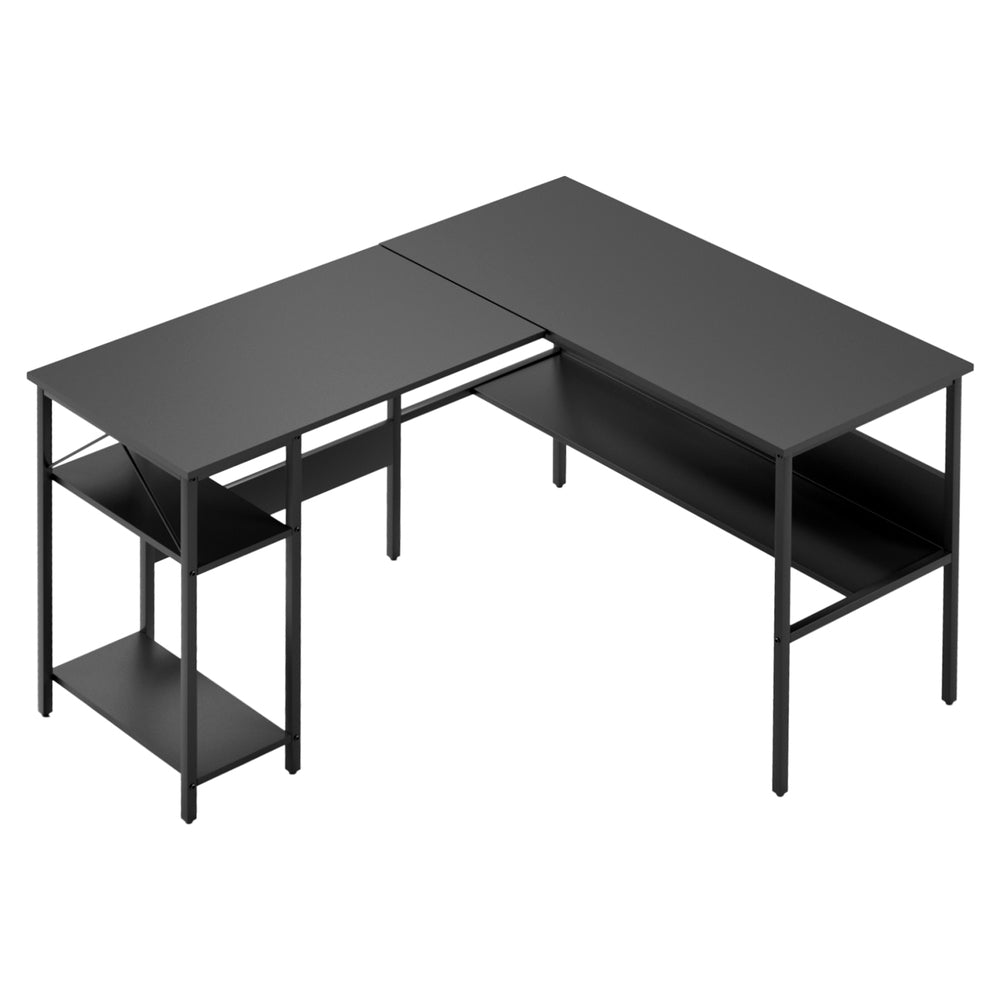L-Shaped Computer Desk | Open Shelving | Home Office | Black