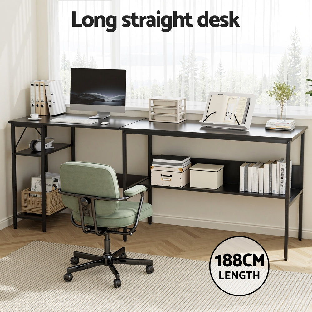L-Shaped Computer Desk | Open Shelving | Home Office | Black