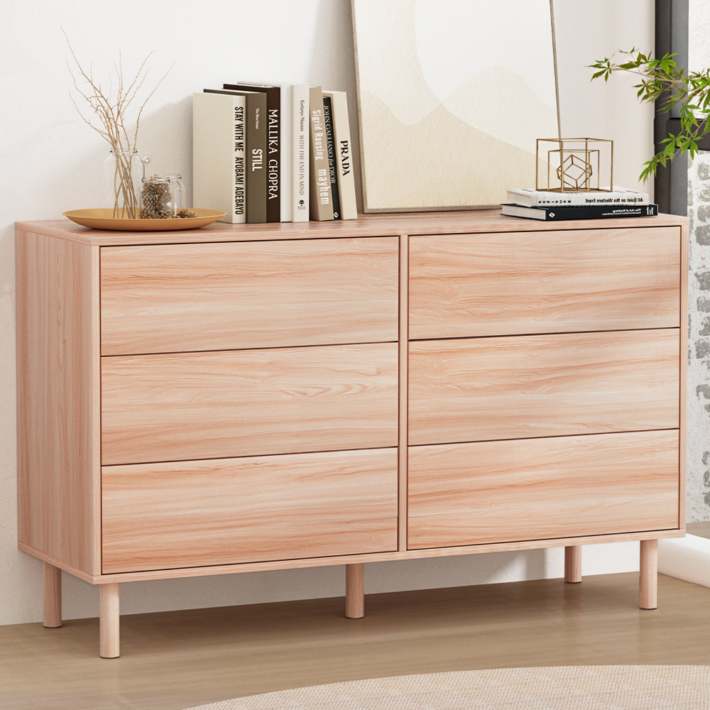 Artiss Chest of Drawers | 6 Drawer Cabinet | Dresser Table | Tallboy Storage | Bedroom | Pine