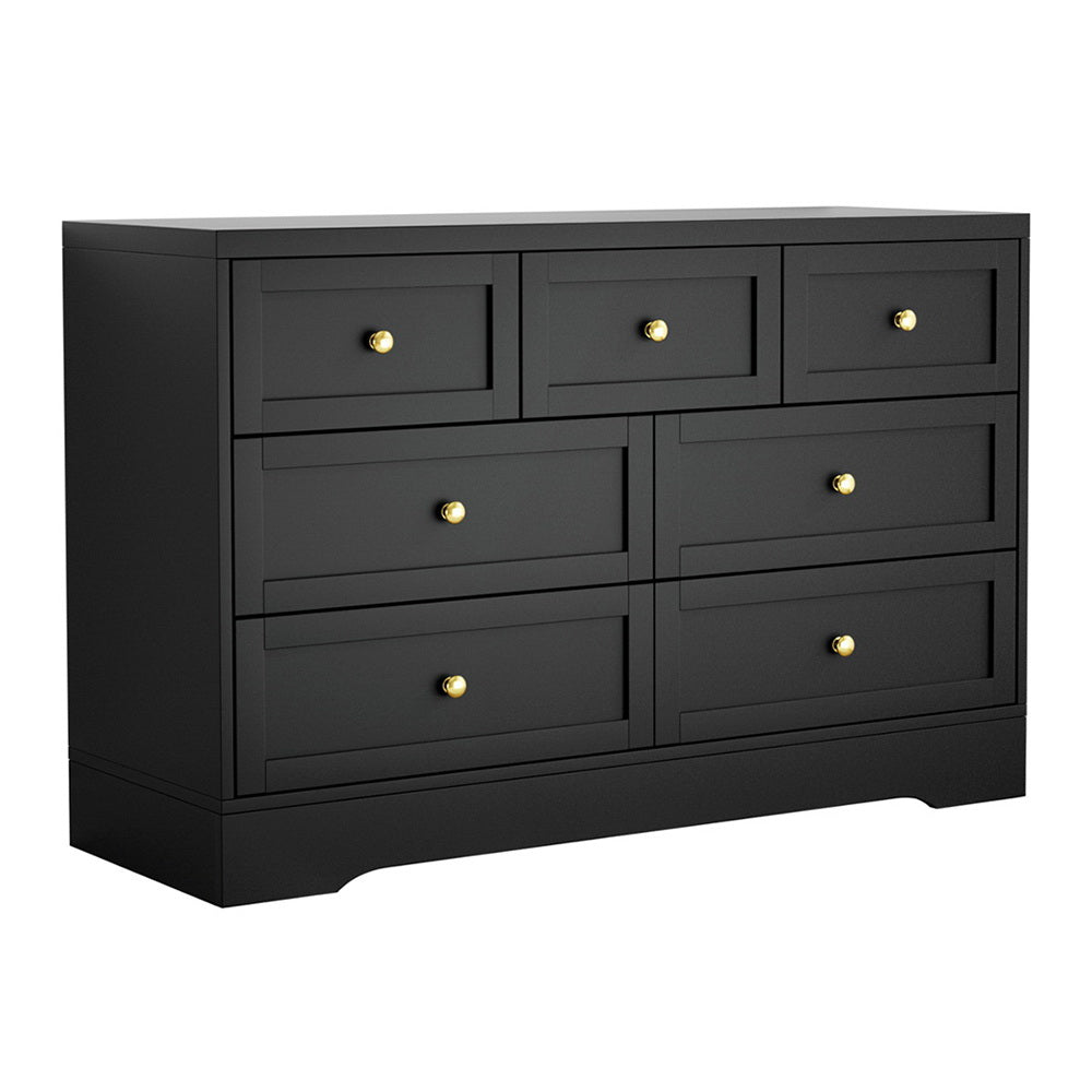 Artiss Chest of Drawers | 7 Drawer Dresser Table | Black