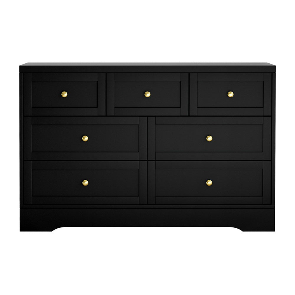 Artiss Chest of Drawers | 7 Drawer Dresser Table | Black